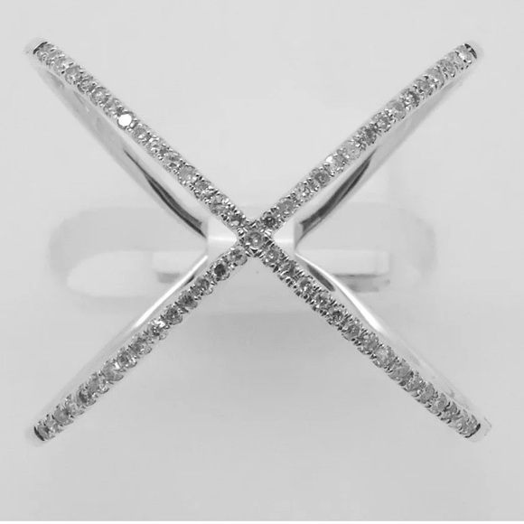 Jewelry - 14k White Gold Diamond Criss Cross Ring